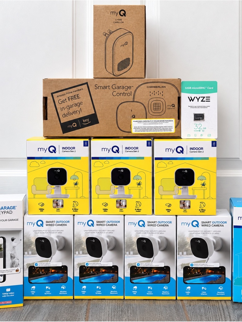myQ Smart Home Security Bundle Cameras Doorbell Garage Control NEW